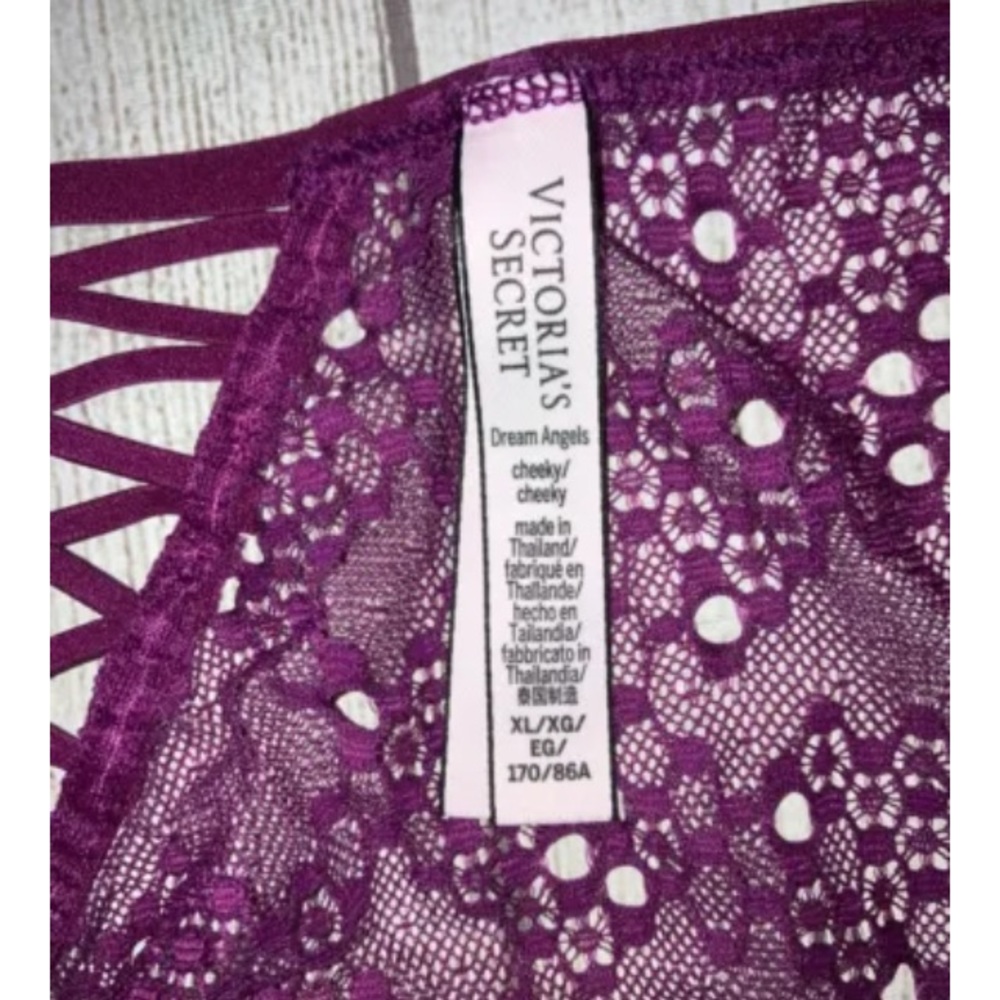 Victoria’s Secret Dream Angels Cheeky Women’s Lace Tie Panty Mulberry Wine XL - Picture 7 of 7